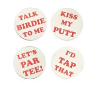 Lot de 4 marqueurs de balle de golf ronds - Avec jeu de mots amusant - Pour homme et femme