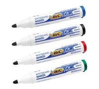 BIC Velleda 1701 ECOlutions Feutres pour Tableau Blanc Effaçables à Sec à Pointe Conique Moyenne - Couleurs Assorties, Blister Format Spécial de 4