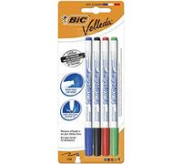 BIC Velleda 1721 Feutres pour Tableau Blanc Effaçables à Sec Pointe Conique Fine - Couleurs Assorties, Blister de 4