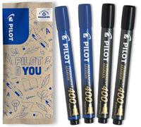 - Lot De 4 Marqueurs Permanents Sca 400 - Encre Indélébile Sur Tous Supports - Très Couvrante Et Résistante - Noir - Pointe Biseautée (4,5 Mm) Pour Tracé Fin Ou Plus Large