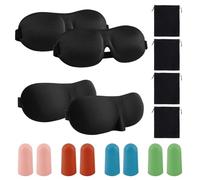 Lot de 4 masques de nuit doux bloquant la lumière, 4 paires de bouchons d'oreilles pour la réduction du bruit, protection des yeux avec 4 sacs en velours, masque pour les yeux opaques pour les pauses,