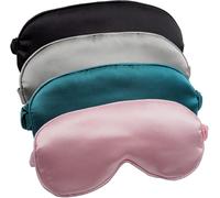Lot de 4 masques de sommeil en soie pour les yeux - Bandeau doux en satin avec bande élastique - Protection des yeux de nuit - Masque de sommeil de voyage pour homme et femme