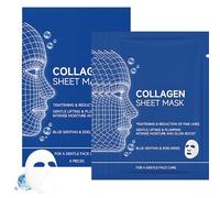 Lot de 4 masques en verre avec collagène bio pour le visage, raffermissant, hydratant, anti-âge, masque de collagène pour une peau plus ferme et éclatante, pour tous les types de peau