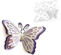 Lot de 4 matrices de découpe en métal en forme de papillon - Modèles d'invitation de mariage et de scrapbooking en couches 3D | Pochoirs de gaufrage avec cadre floral pour la fabrication de cartes