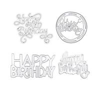 Lot de 4 matrices de découpe en métal Happy Birthday pour la fabrication de cartes