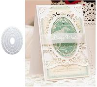 Lot de 4 matrices de découpe ovales en métal avec dentelle pour fabrication de cartes, scrapbooking, album photo, gaufrage décoratif, pour la fabrication de cartes + broche mignonne