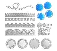 Lot de 4 matrices de découpe rondes, pochoirs de découpe de fleurs, formes de décoration pour bords en dentelle, mini pétales, plusieurs pochoirs d'amour, pour scrapbooking, album photo, carton