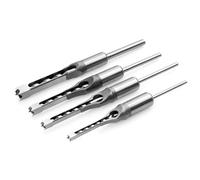 Lot de 4 mèches carrées pour travail du bois, ciseaux à mortaiser en acier rapide pour machines à mortaiser, forets creux en acier pour des assemblages précis en menuiserie et atelier