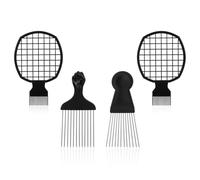 Lot de 4 médiators afro en métal pour homme et raquette de cheveux pour perruque, tresse, peigne à dents larges, outil de coiffure pour cheveux naturels bouclés