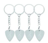 Lot de 4 médiators de guitare en acier inoxydable, cadeau pour guitariste, amateurs de musique, porte-clés pour amateurs de guitare, cadeaux de musique