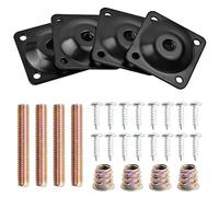 Lot de 4 Metal Plaques de Montage de Pied avec Boulons et Vis, M8 Plaques de Fixation pour Pieds de Meubles, Supports de Montage pour Jambes de Canapé Pieds de Table Fauteuil Chaise Meuble (Black)