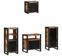 Lot de 4 meubles de salle de bain 55 x 35 x 60 cm en bois massif recy ois massif recyclé, 7 tiroirs et 5 portes, montage mural économise de l'espace, pour petites et grandes salles de bain