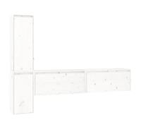 Lot de 4 Meubles TV Suspendus Pratiques Modernes Rangement bibliothèque 80 x 30 x 35 cm en Bois Massif Blanc 02_0055200