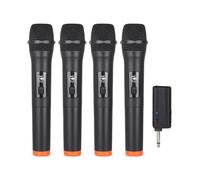 Lot de 4 Microphones Sans Fil Dynamiques Portables avec Récepteur Rechargeable pour Fêtes, Églises et Spectacles