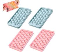 Lot de 4 mini bacs à glaçons ronds à 132 compartiments pour congélateur, machine à glaçons avec couvercle pour cocktail, whisky, thé, café