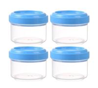 Lot de 4 mini bocaux en plastique transparent avec couvercle anti-fuite - Récipient rond transparent de 35 ml - Récipients de rangement rechargeables pour le rangement de la cuisine et les voyages (C)