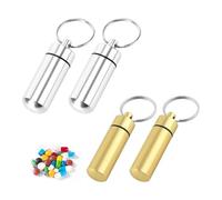 Lot de 4 mini boîtes à pilules en métal - Porte-clés - Petite boîte à pilules - Porte-clés portable - Petite boîte à pilules à emporter