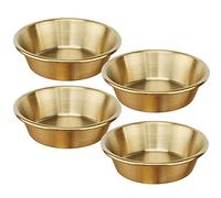 Lot de 4 mini bols à sauce en acier inoxydable, 7 cm, petits bols à sauce en métal, plat à assaisonnement, ramequin à sauce à tremper, récipient à condiments individuel pour frites, sushis, doré