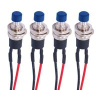 Lot de 4 mini boutons poussoirs PBS pré-câblés de 7 mm - SPST normalement ouverts - 2 broches - Pour le modélisme ferroviaire - Bleu