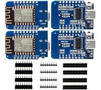 Lot de 4 mini cartes NodeMCU 5 V D1 5 V ESP8266 Mini Board NodeMCU WiFi ESP8266-12F CH340G WLAN Type C Module Mémoire Flash 4 Mo