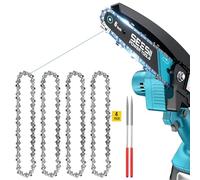 Lot de 4 mini chaînes de rechange de 15,2 cm, calibre 109,2 cm, pas LP de 6,35 mm, 36 maillons d'entraînement - Compatible avec toutes les mini tronçonneuses de 15,2 cm - Comprend une lime d'affûtage