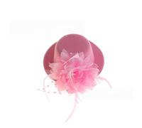 Lot de 4 mini chapeaux avec clip, petit chapeau, épingles à cheveux avec plumes et fleurs, bibi pour filles, fête à thème, carnaval, Halloween, rose