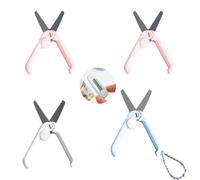 Lot de 4 mini ciseaux pliants de 6,3 cm pour travaux manuels, porte-clés, mini ciseaux avec porte-clés pour couper portable, voyage, poche télescopique pliable, cutter télescopique pliable