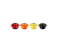 Le Creuset Set de 4 Mini Cocottes Rondes en Céramique, ⌀10 cm, 200 ml, Feu et flammes, 79212105129100, Feuer Und Flamme