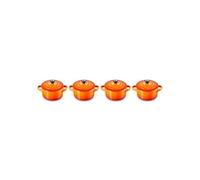 Le Creuset Set de 4 Mini Cocottes Rondes en Céramique, ⌀10 cm, 200 ml, Volcanique, 79212100900100, Ofenrot