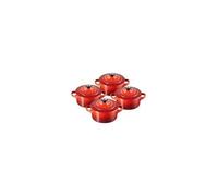Lot de 4 mini cocottes céramique cerise Ø10 cm