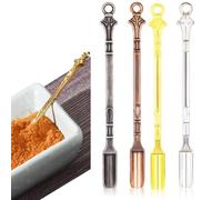 Lot de 4 mini cuillères à poudre, cuillères à épices colorées en métal, cuillères à remplir de flacons pour médicaments, sels, épices, herbes, sable