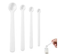 Lot de 4 Mini Cuillères Doseuses de Précision (0,025ml à 0,5ml) - Petite Cuillère Doseuse Gramme pour Poudre, Épices et Suppléments - Cuillère Mesure en Plastique Blanc à Manche Long