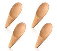 Lot de 4 Mini Cuillères en Bois 7 cm - Pour Sel, Épices, Dessert, Café, Sucre, Confiture, Miel