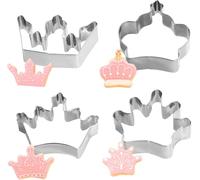 Lot de 4 mini emporte-pièces royaux pour pâtisserie, couronne, roi, reine et princesse, décoration de fondant minuscule