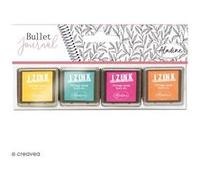 Aladine - Encreurs Pastel Bullet Journal - Kit de 4 Mini Encreurs Couleur pour Tampons - Scrapbooking et DIY - Personnalisez vos Agendas et Carnets - 4 couleurs - Jaune + Rose + Orange + Bleu, 1 unité (Lot de 1)