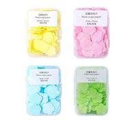 Lot de 4 mini feuilles de savon parfumées, jetables et solubles pour le lavage des mains, le camping, la randonnée (mélange)
