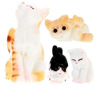 Lot De 4 Mini Figurines De Chat En Résine Pour Décoration De Maison De Poupée, Jardin, Pelouse Et Bureau ¿ Adorables Décorations De Chaton