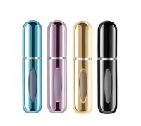 Lot de 4 mini flacons de parfum rechargeables - Flacon vaporisateur de parfum rechargeable - Étui à pompe de recharge pour les voyages et les sorties - 5 ml