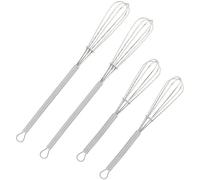 Lot de 4 mini fouets de cuisine en fil de fer pour œufs, sauces, mini-fouets argentés de 12,7 cm et 17,8 cm