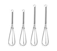 Lot de 4 mini fouets portables en acier inoxydable - Fouet à fil épais - Mini outil de cuisson pour cuisiner, battre, mélanger dans la cuisine (13,5 cm + 18 cm)