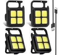 Lot de 4 mini lampes de travail LED portables, mini lampes d'inspection LED, mini porte-clés LED, 4 modes étanches pour camping, éclairage d'urgence