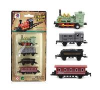 Lot de 4 mini modèles de train à vapeur, kit de jouets rétro à tirer, jouet pour garçons et filles