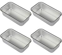 Lot de 4 mini moules à pain antiadhésifs en acier carbone, Pain Toast Moule, pour Gâteau, Quiche (Argent)