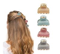 Lot de 4 mini pinces à cheveux en acrylique à paillettes antidérapantes pour queue de cheval (doré, argenté, rose, bleu)