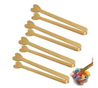 Lot de 4 mini pinces en acier inoxydable en forme de cœur avec poignée antidérapante de précision | pour sucre, bonbons, tranches de citron, gelée, thé, café