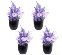 Lot de 4 mini plantes artificielles lavande en pot, belle décoration pour petits espaces, faciles à coiffer sans entretien nécessaire (NO.B)