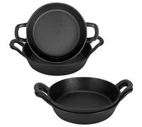 Lot de 4 mini poêles en fonte - Passent au four - Pour cuisine, intérieur ou extérieur - Noir - 18 cm