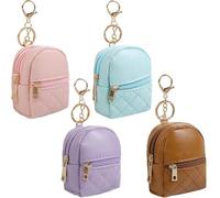 Lot de 4 mini porte-clés sac à dos, trousse de maquillage mignonne pour femme, trousse de maquillage en cuir synthétique, poche pour clés, sac à lèvres, porte-cartes et câble de données, pochette à