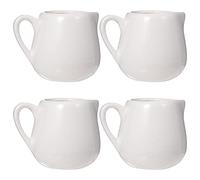 Lot de 4 mini pots à crème en céramique blanche avec poignée - Pour saucière - Pour café, lait - 100 ml