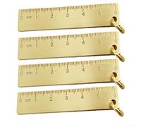 Lot de 4 mini règles en laiton de 6 cm de long avec bord droit épais avec trou pour une utilisation portable dans l'architecture, l'école et les loisirs